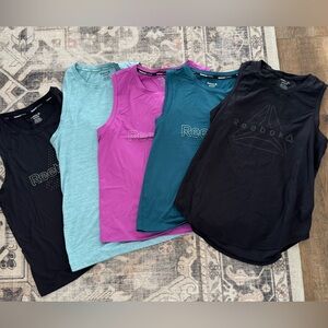 LOT Reebok Sleeveless Tank Tops in Black, Teal, Fuscia, and Sea Green, Black